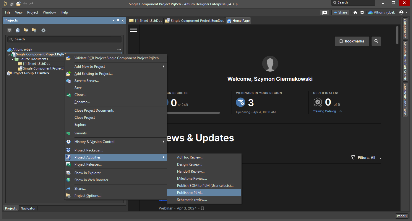 Altium Designer Context Menu