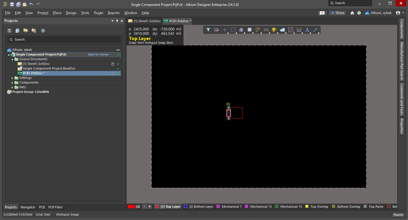 Routed Diode on PCB